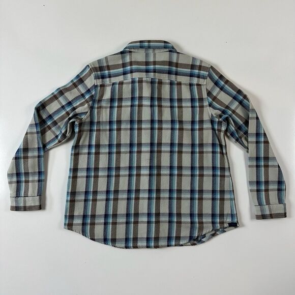 Outerknown Blanket Shirt Womens M/L Brown Blue Plaid Heavy Twill Organic Cotton - Picture 8 of 8